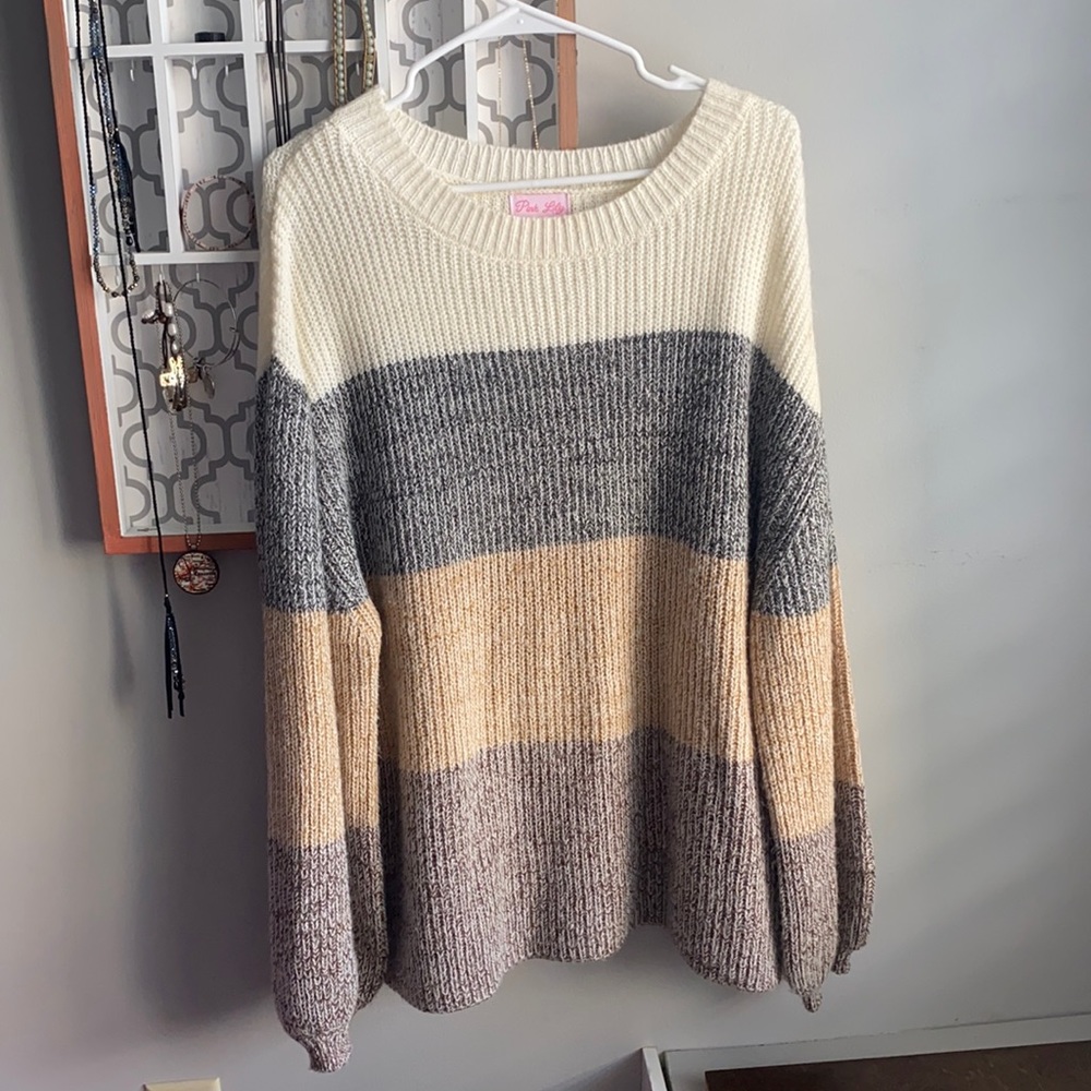 Pink Lily Striped Oversized Sweater